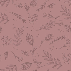 Fototapeta na wymiar Seamless floral pattern with decorative flowers and leaves.
