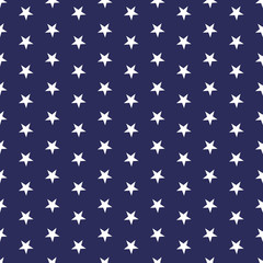 American patriotic seamless pattern with white stars on a blue background. USA Independence Day 4th July celebration concept.