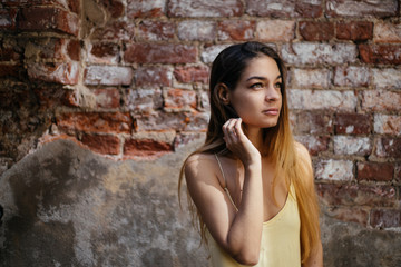 portrait of young woman with long hair