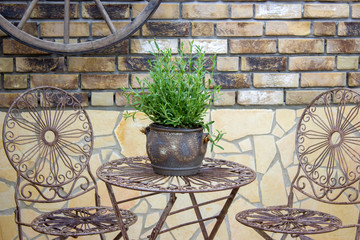 beautiful place in the garden in the mediterranean style