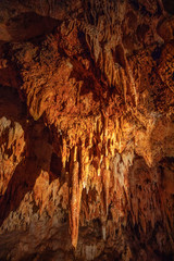 Cave stalactites, stalagmites, and other formations at Luray Caverns. VA. USA.