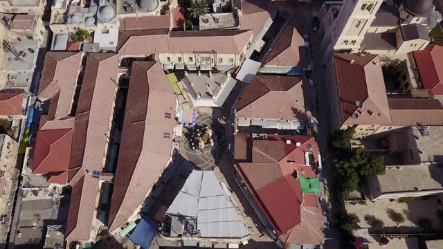 Top aerial view on the Holy Sepulchre Church. Old City Jerusalem. DJI-0036-03