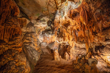 Cave stalactites, stalagmites, and other formations at Luray Caverns. VA. USA.