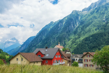 Fototapeta na wymiar Wassen is a small commune in the Canton of Uri, near the famous pass Sustenpass, Switzerland