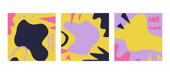 Colored intersecting spots and lines. Abstract background with copy space for text. Cover design templates, Wallpapers, posters. Vector illustration.