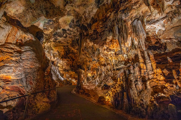 Cave stalactites, stalagmites, and other formations at Luray Caverns. VA. USA.