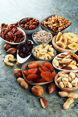 Composition with dried fruits and assorted healthy organic nuts