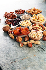 Composition with dried fruits and assorted healthy organic nuts