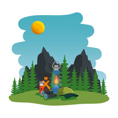 camping zone with equipment scene