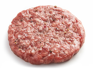 Raw fresh beef burger meat isolated on white background