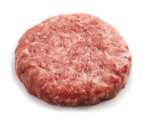 Raw fresh beef burger meat isolated on white background