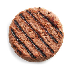 Grilled burger beef meat isolated on white background