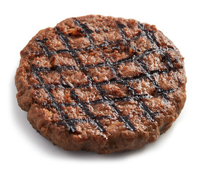 Grilled burger beef meat isolated on white background