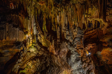 Cave stalactites, stalagmites, and other formations at Luray Caverns. VA. USA.