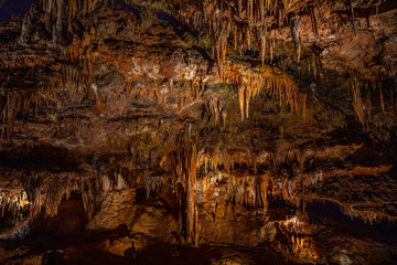 Cave stalactites, stalagmites, and other formations at Luray Caverns. VA. USA.