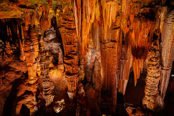 Cave stalactites, stalagmites, and other formations at Luray Caverns. VA. USA.