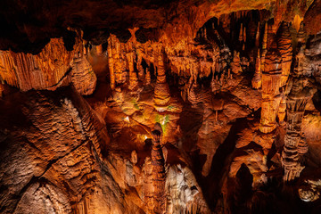 Cave stalactites, stalagmites, and other formations at Luray Caverns. VA. USA.