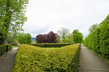 Vltava river and parkinside city of the historic city of Cesky Krumlov