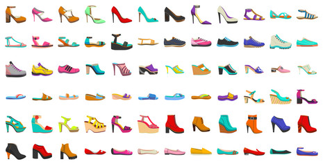 Isolated Women Shoes Set in Cartoon Style
