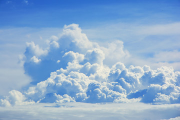 Close up of white cloud on  blue sky background