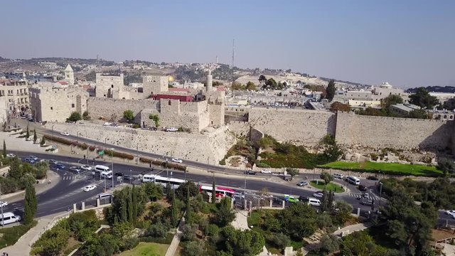 Aerial of Tower of David and the Jaffa Gate. Old City Jerusalem. DJI-0039-02