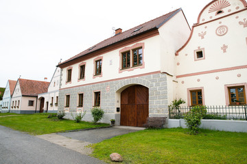 Fototapeta na wymiar Holasovice,small baroque village, Unesco heritage, South Bohemia, Czech Republic
