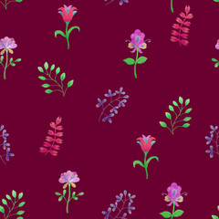 Flowers on a cherry background