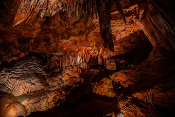 Cave stalactites, stalagmites, and other formations at Luray Caverns. VA. USA.