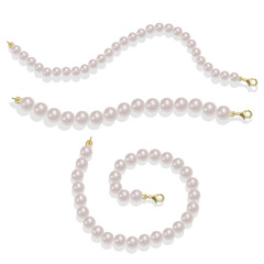 Elegant luxury decoration feminine with pearl bead illustration Pearl glamour borders. Vector illustration isolated on white background.