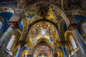 Fototapeta na wymiar Interior of La Martorana church in Palermo, Sicily, Italy