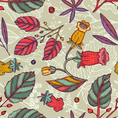 Decorative floral vector seamless pattern