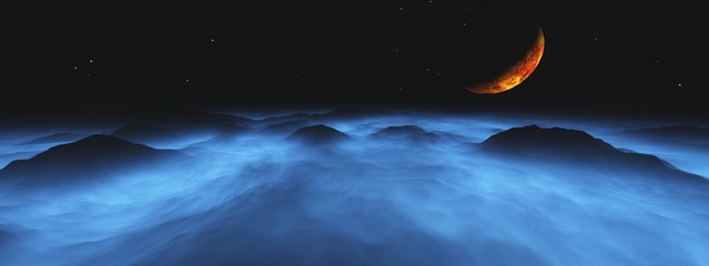 Alien landscape, surface of another planet, Mars panorama © ustas