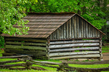 Natural background with an old house. Village. Wall mural