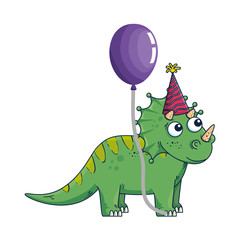 cute triceratops with balloon helium