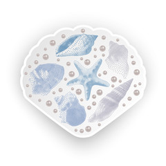 Seashell element of your design, Travel time banner. Hello Summer, holiday seashells frame. Vector illustration.