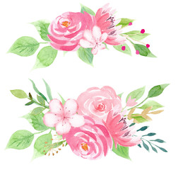 Beautiful pink flowers raster illustration