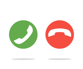 set of two colored handset icons, vector
