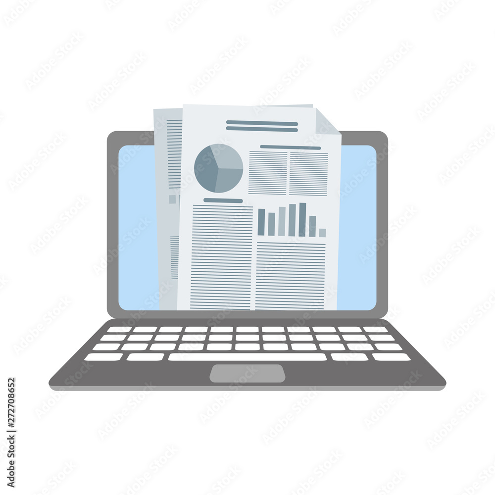 Aufkleber audit document with graphs and charts on laptop