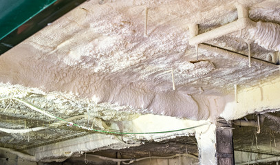 thermal insulation with foam on the ceiling