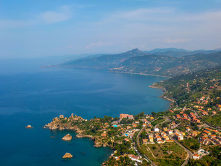 aerial top view of Sicialian city Cefalu