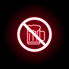 Forbidden beer icon in red neon style. Can be used for web, logo, mobile app, UI, UX