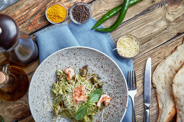 Cooking tagliolini gourmet, chef's hands at work