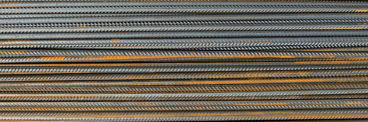 grunge background: steel reinforcement, short focus