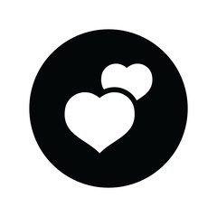 Two hearts icon, vector isolated love symbol. Double heart button.