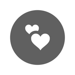 Two hearts icon, vector isolated love symbol. Double heart button.