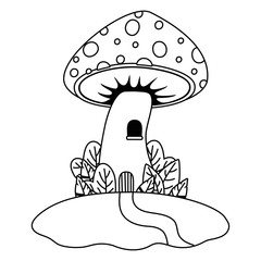 Mushroom house of fairytale design vector illustration