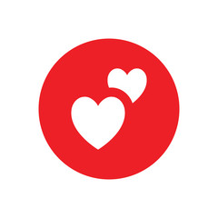 Two hearts icon, vector isolated love symbol. Double heart button.