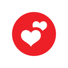 Two hearts icon, vector isolated love symbol. Double heart button.