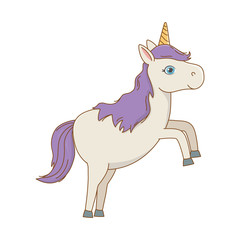 Isolated white unicorn cartoon design vector illustration
