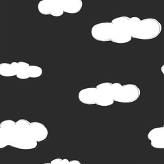 Seamless pattern with cute hand-drawn clouds.